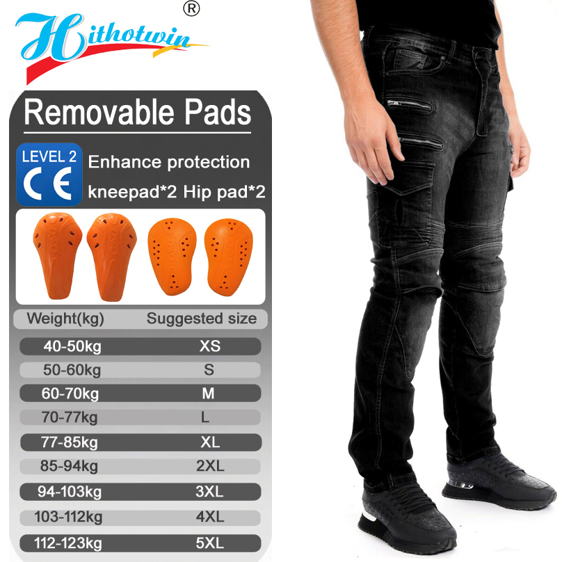 Motorcycle Gear Blue - Men Motorcycle Jeans Protective Gear Motorbike