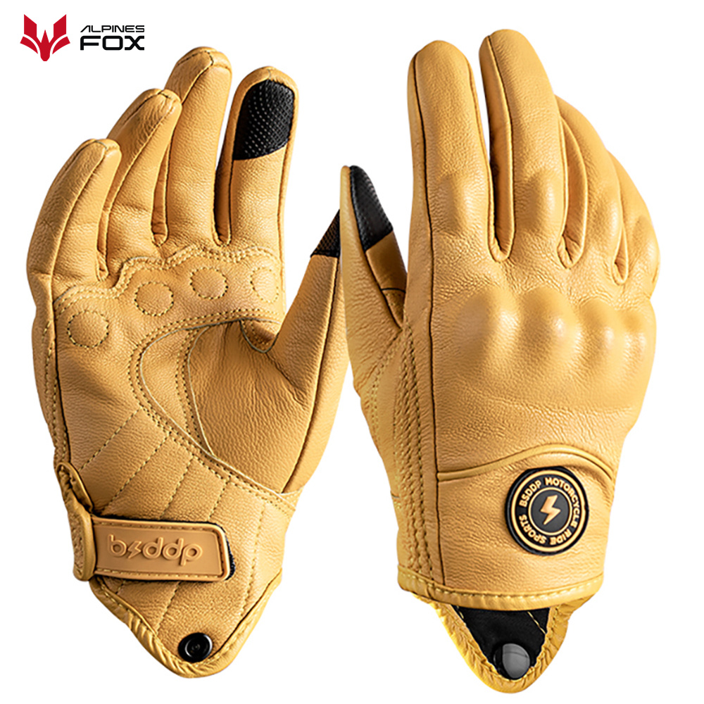 Motorcycle Gear Fox - Retro Leather Motorcycle Gloves Vintage Men